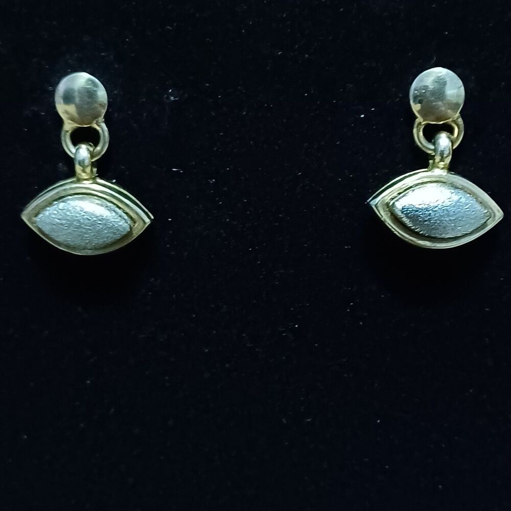 Vintage Gold-Toned Earrings with Silver Center